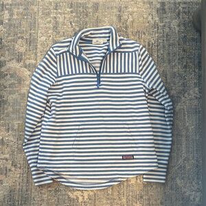 Vineyard Vines Blue and White Striped Half-Zip